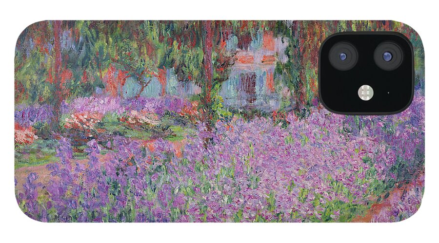 The iPhone 12 Case featuring the painting The Artists Garden at Giverny by Claude Monet