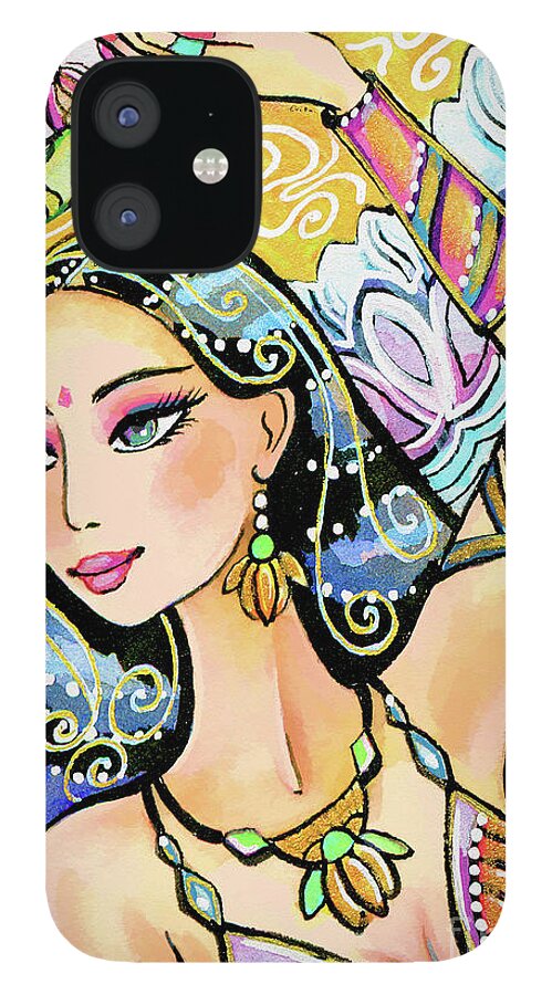 Belly Dancer iPhone 12 Case featuring the painting The Dance of Daksha by Eva Campbell