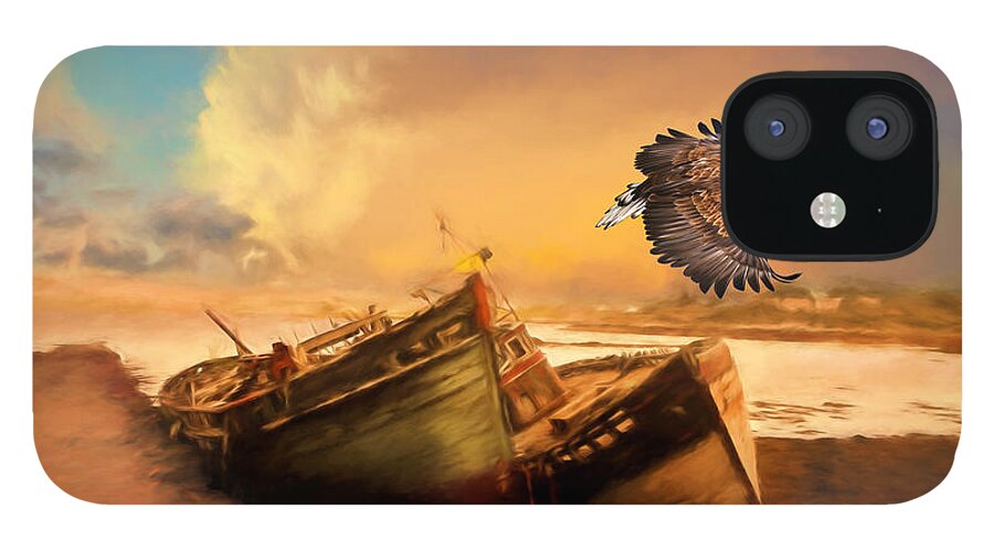 The Eagle And The Boat iPhone 12 Case featuring the photograph The Eagle And The Boat by Georgiana Romanovna