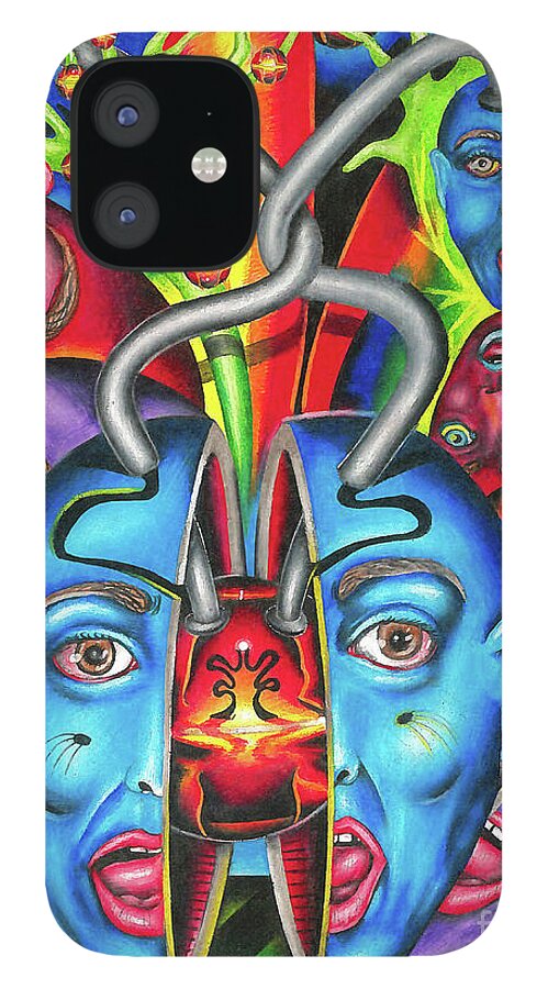Molecular iPhone 12 Case featuring the drawing The Esoteric Force of Molecular Mentality by Justin Jenkins