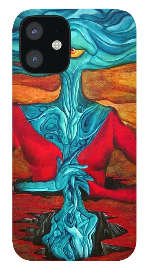 Feast Woman Blue Eye Eat Red Earth iPhone 12 Case featuring the painting The Feast by Veronica Jackson