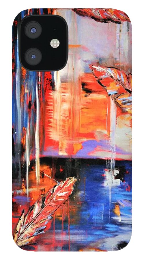 Orange iPhone 12 Case featuring the painting The Flight by Tracey Lee Cassin