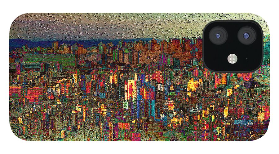 The Fun Side Of Town iPhone 12 Case featuring the mixed media The Fun Side of Town by Kiki Art