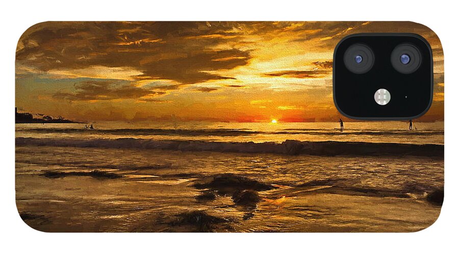 La Jolla Shores iPhone 12 Case featuring the painting The Golden Hour At La Jolla Shores by Russ Harris