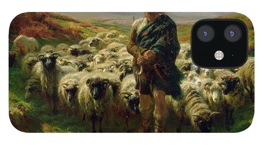 The iPhone 12 Case featuring the painting The Highland Shepherd by Rosa Bonheur