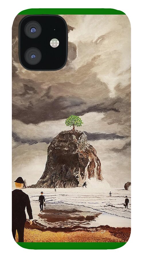 Surrealism iPhone 12 Case featuring the painting The Last Tree by Thomas Blood