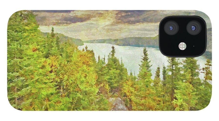 Saguenay Fjord iPhone 12 Case featuring the digital art The Saguenay Fjord National Park in Quebec 2 by Digital Photographic Arts