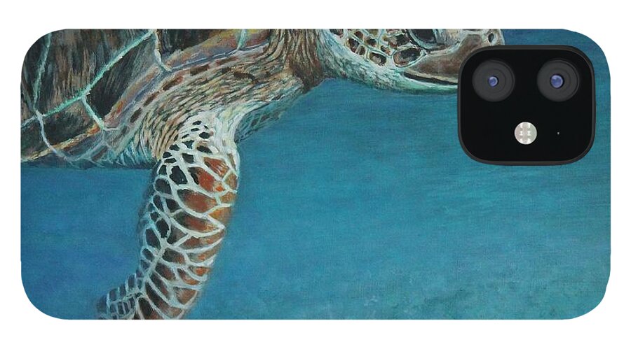 Turtle iPhone 12 Case featuring the painting The Giant Sea Turtle by Bob Williams