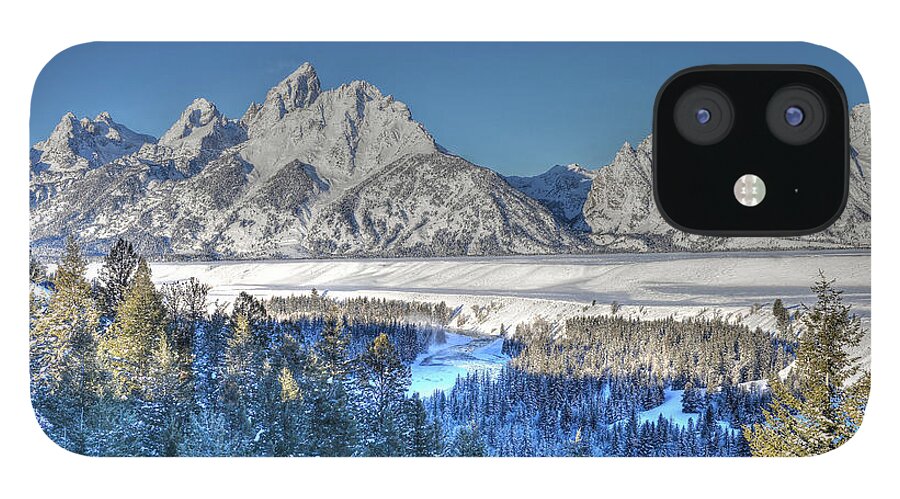 Grand Teton National Park iPhone 12 Case featuring the photograph The Sun Rising on the Tetons by Don Mercer