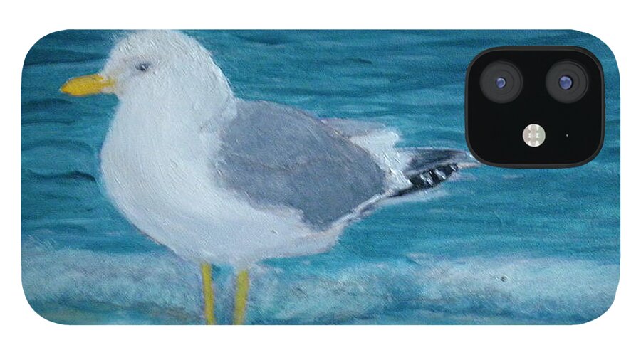 Beach Bird Seagull Water Seascape Ocean Wave Artist Scott White iPhone 12 Case featuring the painting The Water's Cold by Scott W White