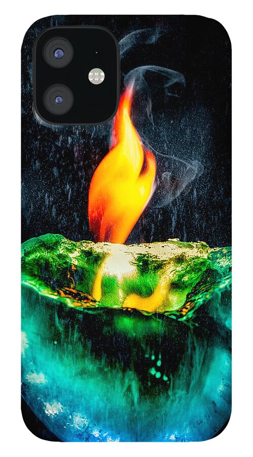 Abstract iPhone 12 Case featuring the photograph The Winter of Fire and Ice by Rikk Flohr