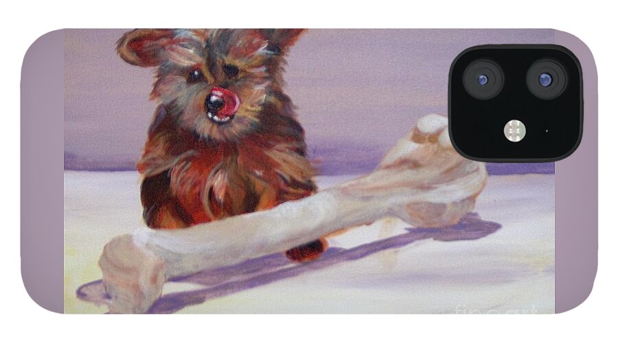 Puppy iPhone 12 Case featuring the painting Think Big by Saundra Johnson