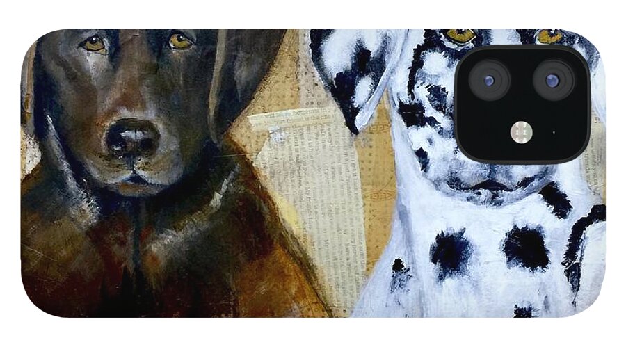 Dog iPhone 12 Case featuring the mixed media Together by Janet Visser