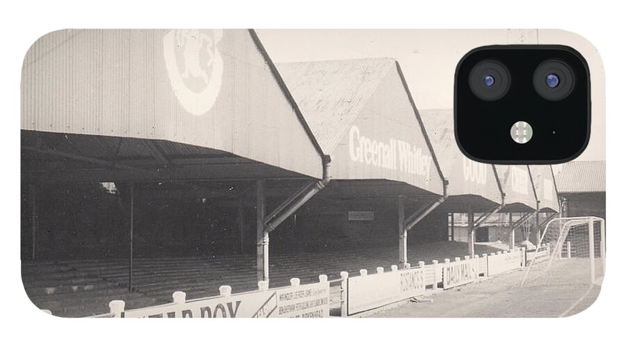  iPhone 12 Case featuring the photograph Tranmere Rovers - Prenton Park - Cowshed 1 - BW - 1967 by Legendary Football Grounds