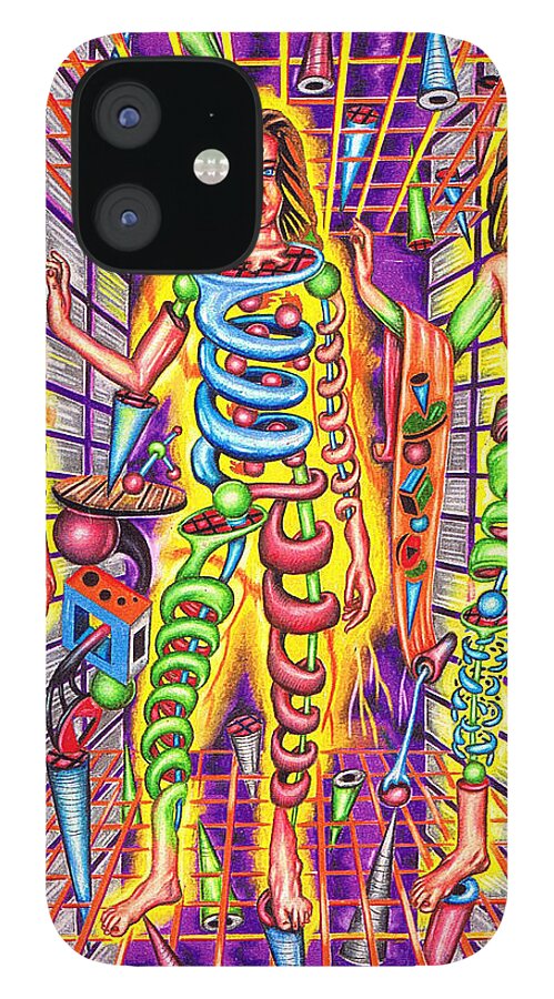 Universe iPhone 12 Case featuring the drawing Transcendental Junction of a Cosmic Grotto by Justin Jenkins