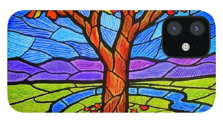 Tree iPhone 12 Case featuring the painting Tree of Grace - Autumn by Jim Harris