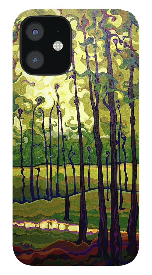 Tree iPhone 12 Case featuring the painting TreeCentric Summer Glow by Amy Ferrari