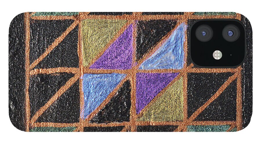 Geometric iPhone 12 Case featuring the painting Triangulation by Donna Blackhall