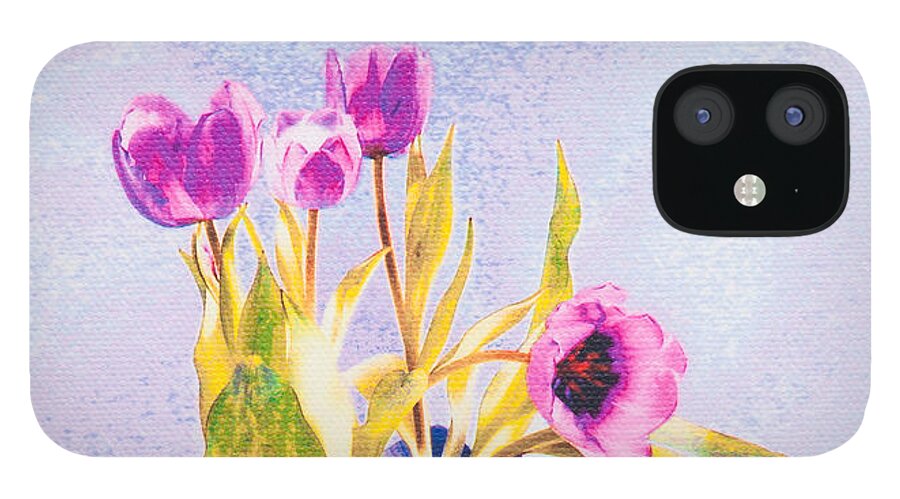 Pink iPhone 12 Case featuring the photograph Tulips In A Pot by Diane Macdonald