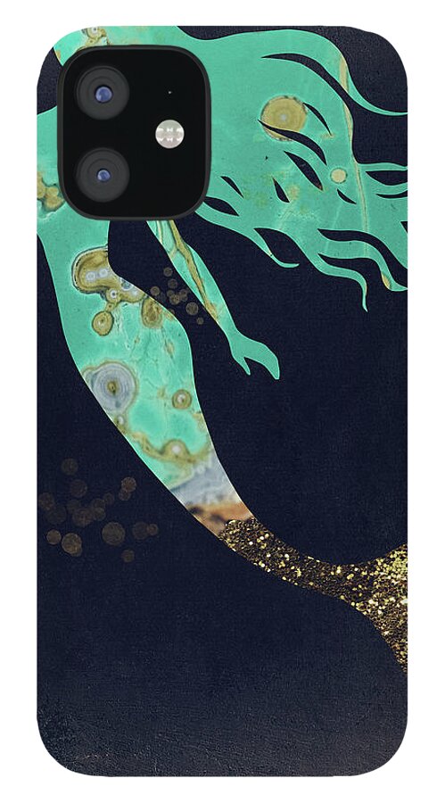Mermaid iPhone 12 Case featuring the painting Turquoise Mermaid by Mindy Sommers