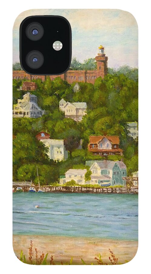 Twin Lights iPhone 12 Case featuring the painting Twin Lights by Joe Bergholm