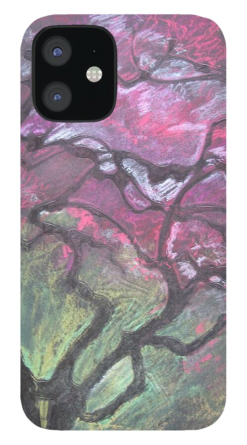 Pastel iPhone 12 Case featuring the drawing Twisted Cherry by Leah Tomaino