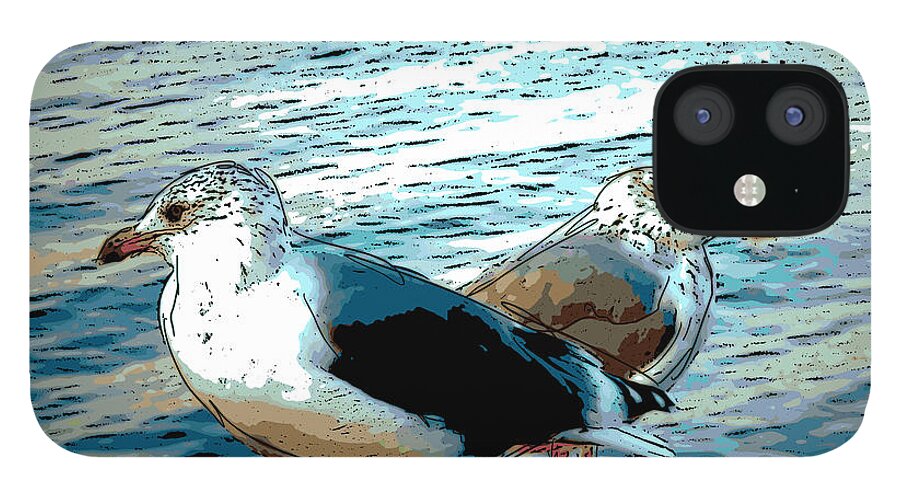 Ocean iPhone 12 Case featuring the photograph Two Gulls by Ann Tracy