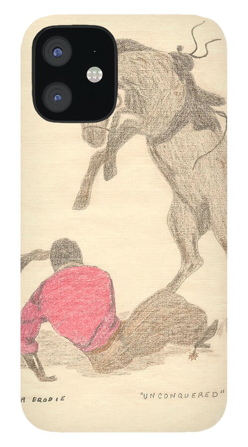 Elna Brodie iPhone 12 Case featuring the drawing Unconquered by Donna L Munro