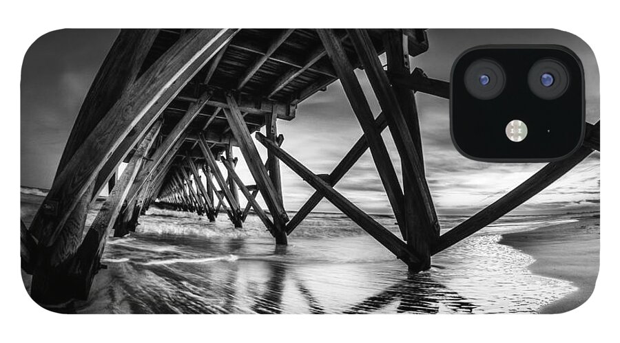 Black iPhone 12 Case featuring the photograph Under Sea Cabin Pier at Sunset by David Smith