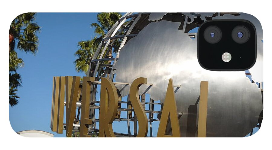 Universal Studios iPhone 12 Case featuring the photograph Universal Studios Globe by Jeff Lowe