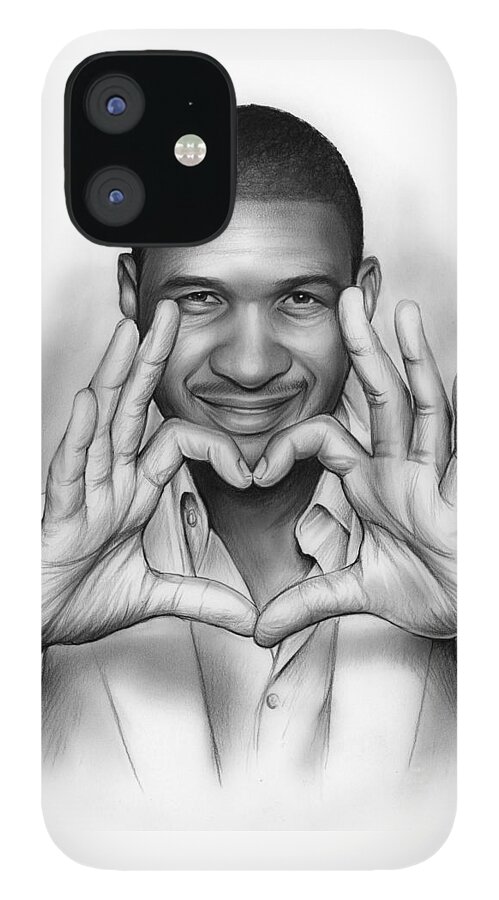 Usher iPhone 12 Case featuring the drawing Usher by Greg Joens