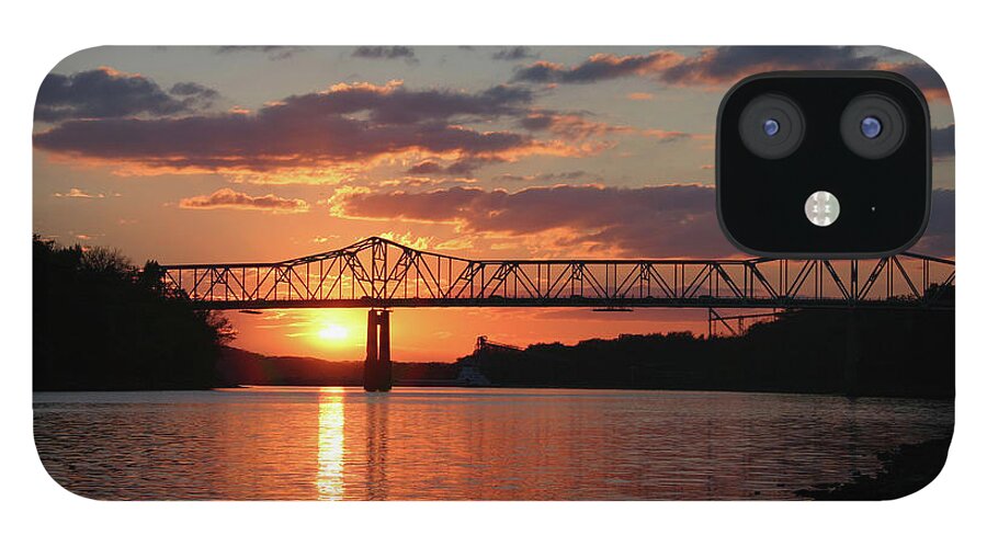 Sunset iPhone 12 Case featuring the photograph Utica Bridge at Sunset by Paula Guttilla