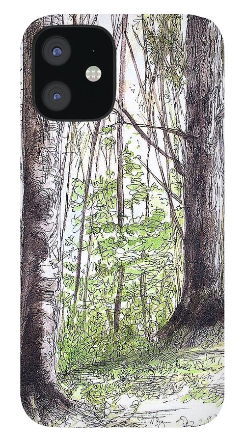 Woods iPhone 12 Case featuring the painting Vermont Woods by Laurie Rohner