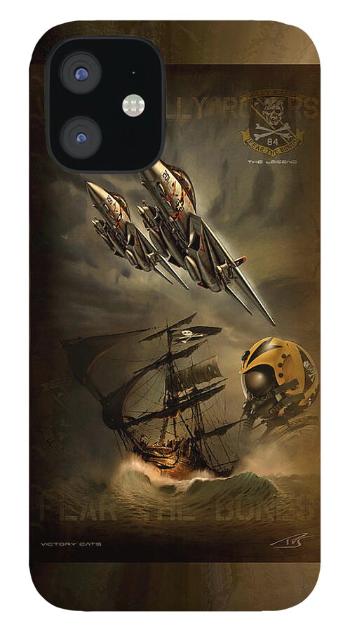 War iPhone 12 Case featuring the digital art Victory Cats by Peter Van Stigt