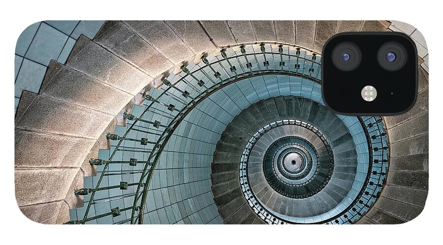 Britanny iPhone 12 Case featuring the photograph Vierge lighthouse spiral staircase by Izet Kapetanovic