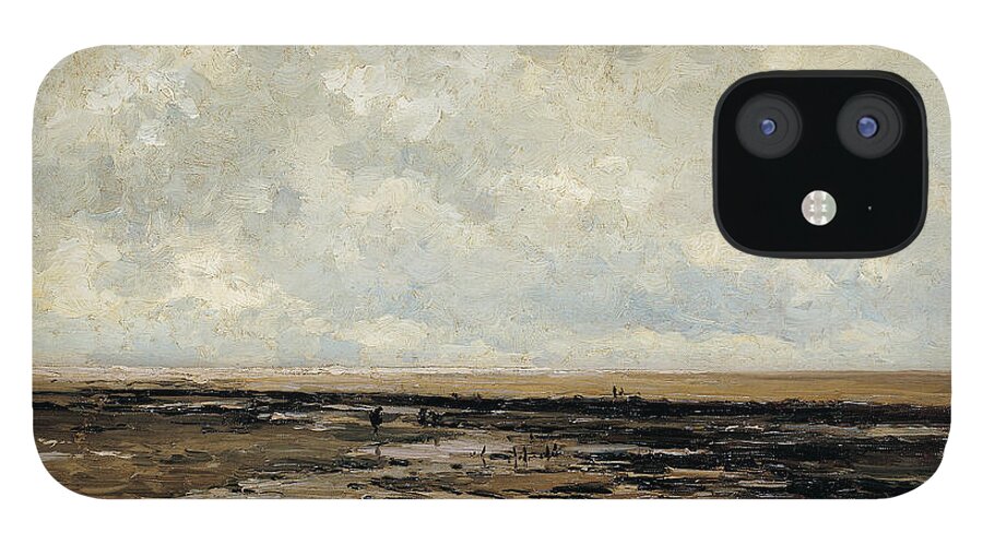 Carlos De Haes iPhone 12 Case featuring the painting Villerville Beach in Normandy by Celestial Images