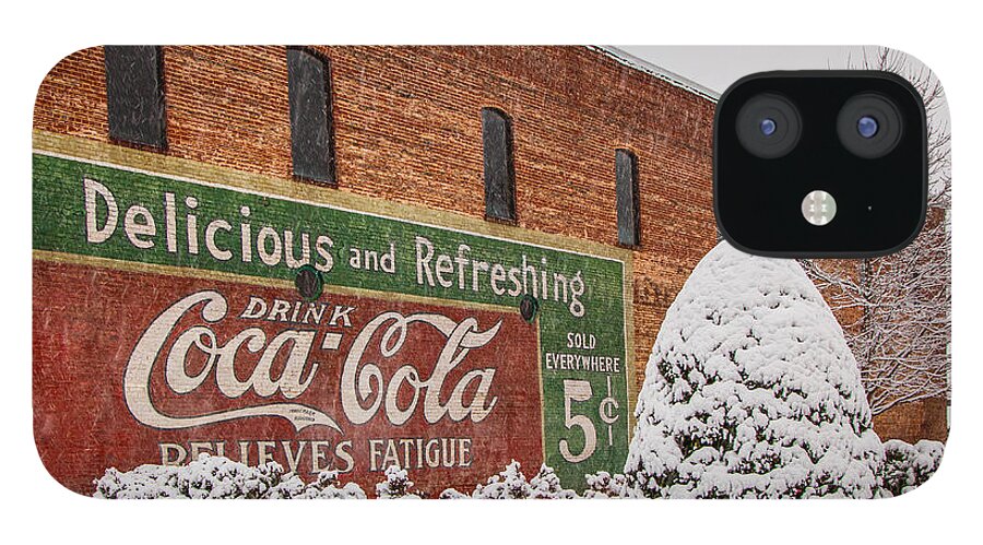 Red iPhone 12 Case featuring the photograph Vintage Coca Cola Sign New Albany Mississippi by T Lowry Wilson