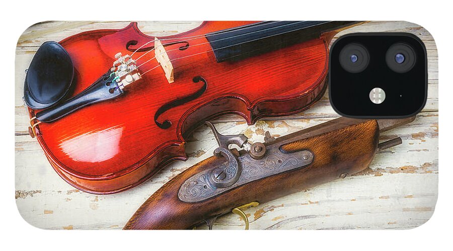 Bow iPhone 12 Case featuring the photograph Violin And Pistole by Garry Gay