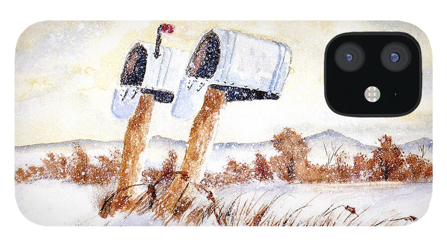Snow iPhone 12 Case featuring the painting Waiting for the Mail by Richard Stedman
