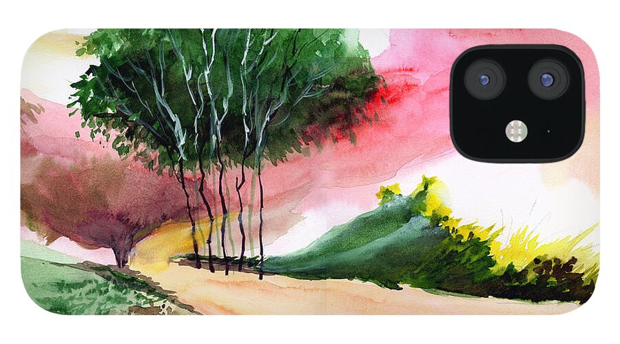 Watercolor iPhone 12 Case featuring the painting Walk away by Anil Nene