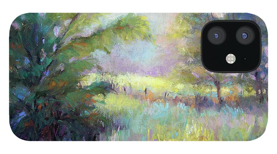 Landscape iPhone 12 Case featuring the pastel Walk With Me by Susan Jenkins