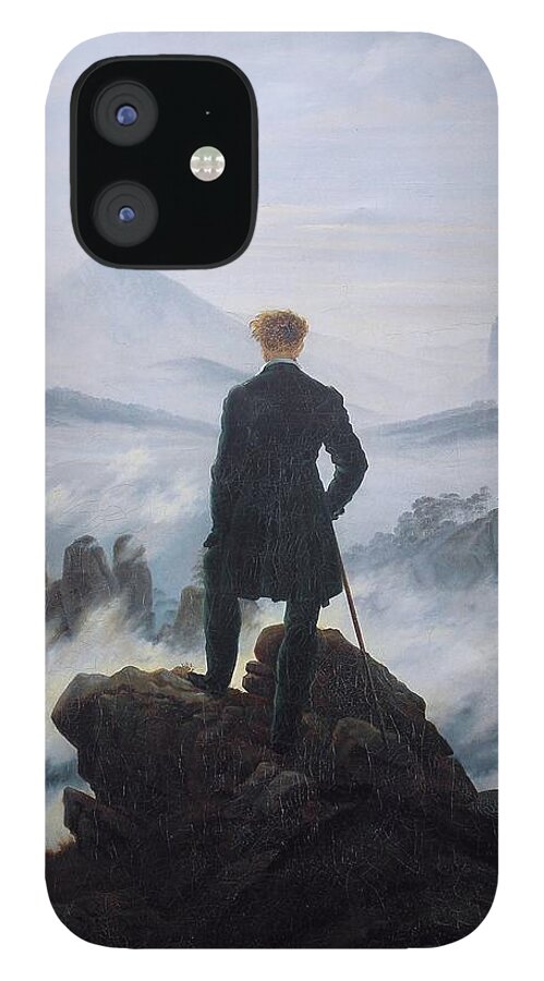 Caspar David Friedrich iPhone 12 Case featuring the painting Wanderer Above The Sea Of Fog by Caspar David Friedrich