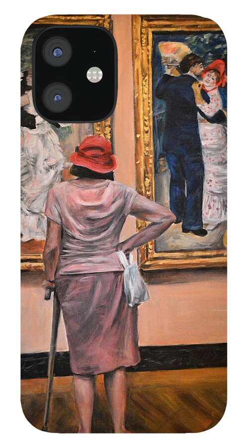 Famous Paintings iPhone 12 Case featuring the painting Watching renoir dancers by Escha Van den bogerd