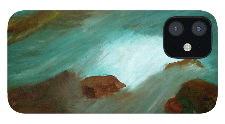 Paintings iPhone 12 Case featuring the painting Water Over the Rocks by Michelle Gilmore