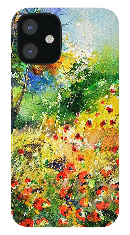 Poppies iPhone 12 Case featuring the painting Watercolor poppies 518001 by Pol Ledent