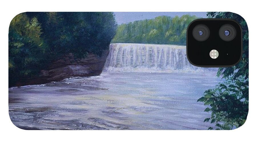  iPhone 12 Case featuring the painting Waterfall by Barbel Smith