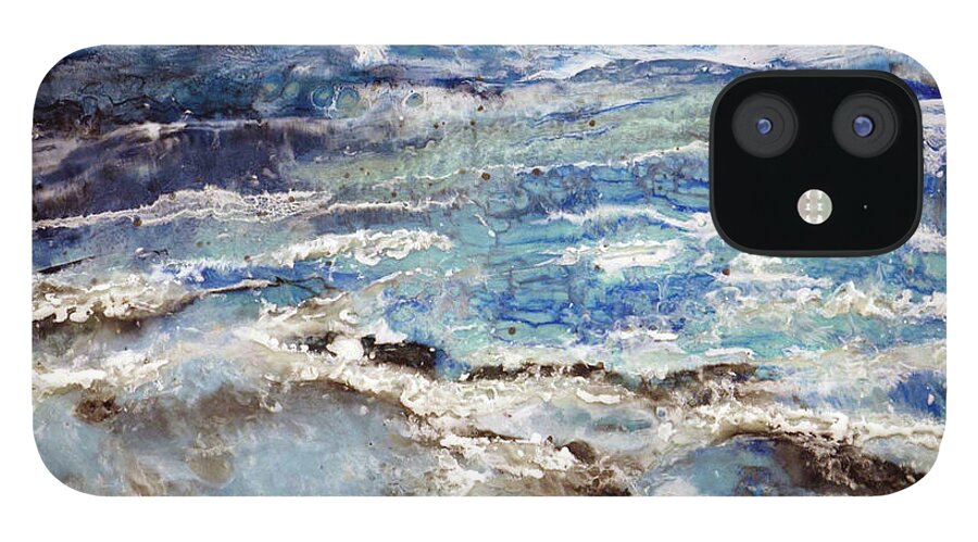 Encaustic iPhone 12 Case featuring the painting Water's Edge III by Laurie Tietjen