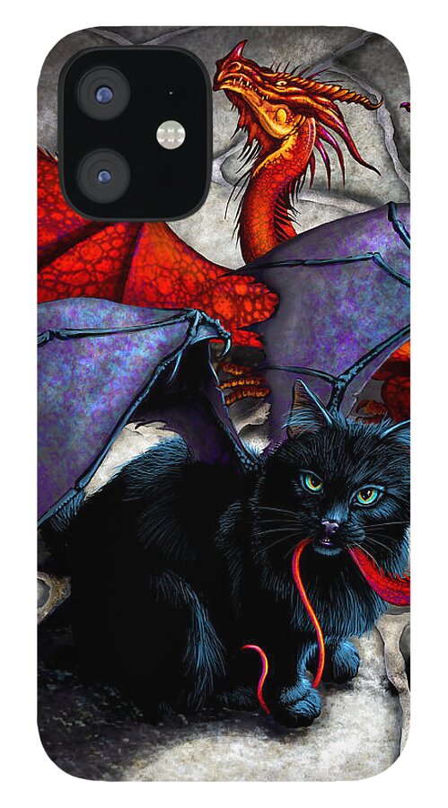 Fantasy iPhone 12 Case featuring the digital art What The Catabat Dragged In by Stanley Morrison