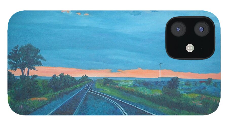 Railroad Tracks iPhone 12 Case featuring the painting Where Little Boys Play by Blaine Filthaut