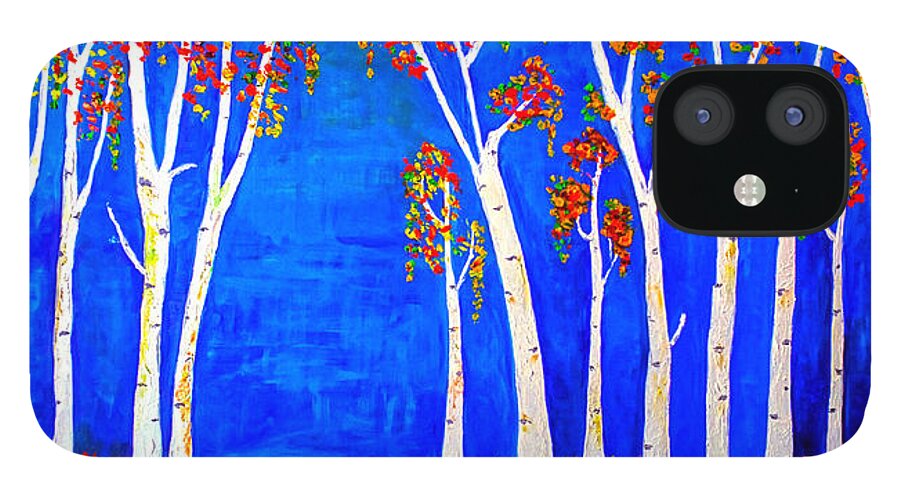 Nature iPhone 12 Case featuring the painting Whimsical Birch Trees by Haleh Mahbod